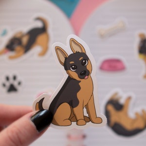 Cute German Shepherd Dog Sticker Pack - Laptop Stickers - Planner Sticker (Pack of 12)