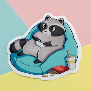 Adesivo Gamer Racoon - Adesivi per laptop - Adesivo per planner - Regalo per giocatori