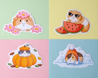 Guinea Pig Sticker Pack (Set of 4) - Four Season - Guinea Piggy Gift