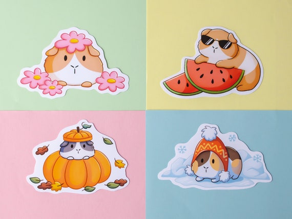 Guinea Pig Sticker Pack (Set of 4) - Four Season - Guinea Piggy Gift