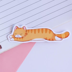 Gato laranja fofo - Adesivo de gato laranja - Adesivo de animal kawaii - Adesivo para laptop - Presente para amantes de gatos