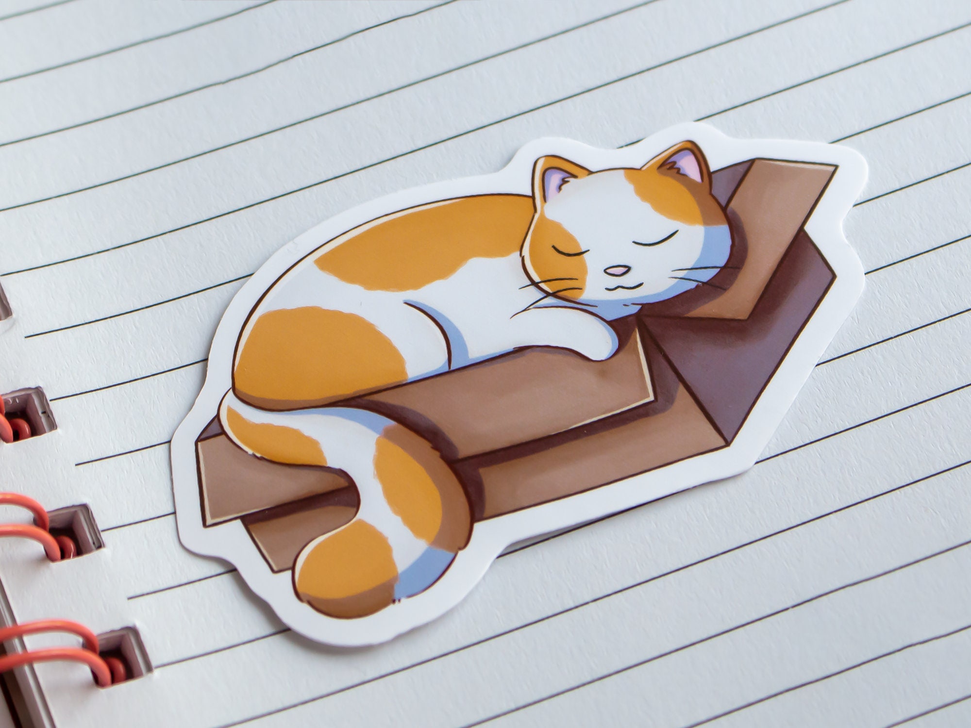 Cat Sleeping in A Box - Cute Cat Sticker - Laptop Stickers - Gift for ...