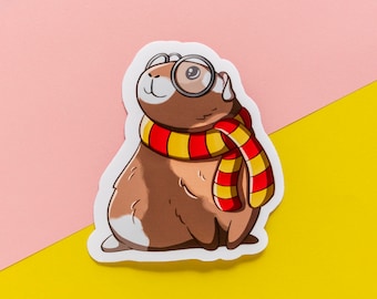 Cute Guinea Pig In Glasses Sticker - Water Bottle, Laptop And Planner Stickers - Guinea Piggy Decal
