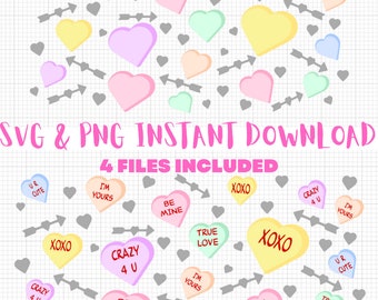 Candy Hearts Libbey Can Wrap, SVG PNG Files (Digital Download)