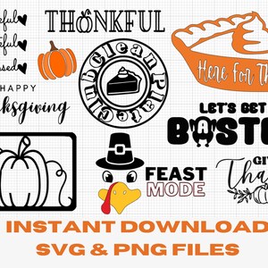 Thanksgiving SVG Bundle - 20 Digital Files - Funny and Traditional Thanksgiving Instant Download Files SVG & PNG