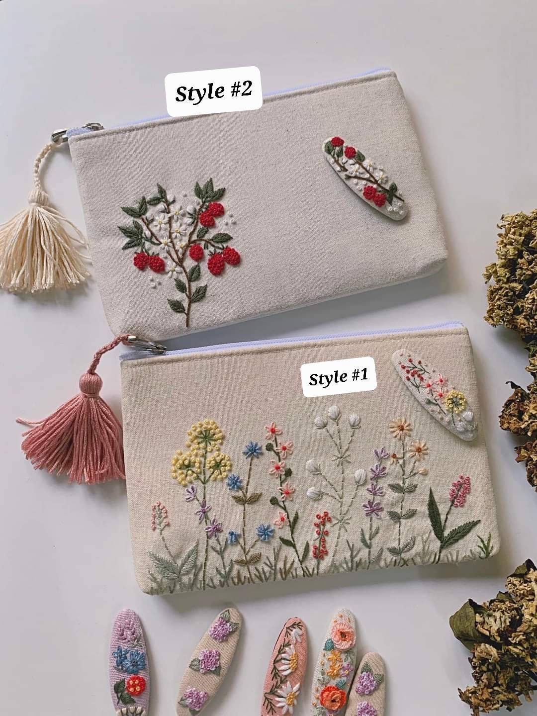 Hand Embroidered FLORAL Purse Women Linen Bag Embroidered Etsy