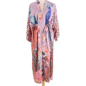 BEAUTIFUL PEACOCK Bohemian LONG Robe Bikini Cover Kimono - Etsy