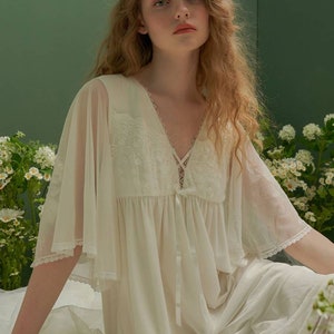 Lace Sheer Elegant PRINCESS cotton Victorian nightgown, Bridgeton vintage cottagecore, ruffle, bridal sleepdress, anniversary gifts