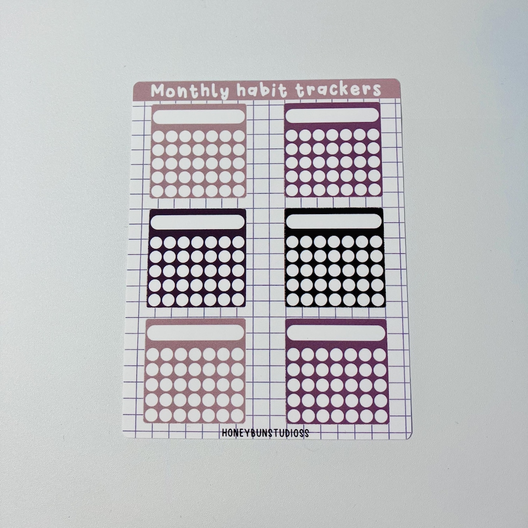 Monthly Habit Tracker Sticker Sheet | Matte Finish | Planner Stickers ...