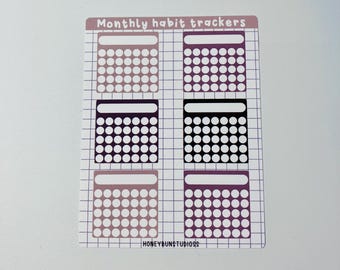 Monthly Habit Tracker Sticker Sheet | Matte Finish | Planner stickers, functional planner, stationery, sticker sheets