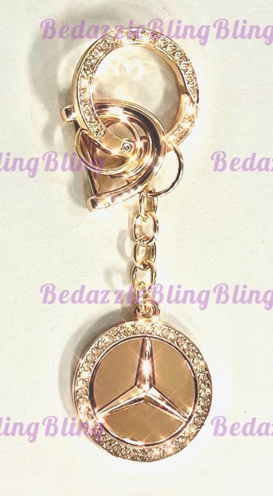 Mercedes Gold Colored Style Key Keychain Holder Made W