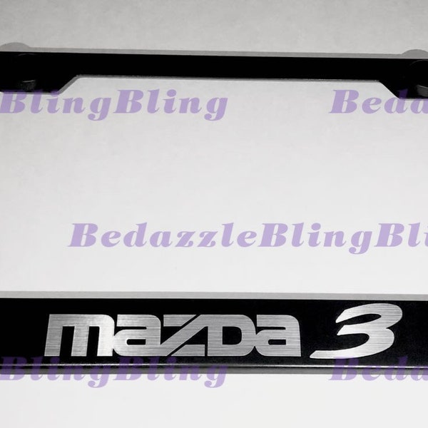 Mazda 3 On Stainless Steel License Plate Frame W/ Bolt Caps