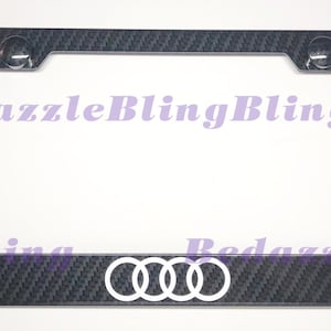 Audi Carbon Fiber Style License Plate Frame W/ Carbon Fiber Style Bolt Caps