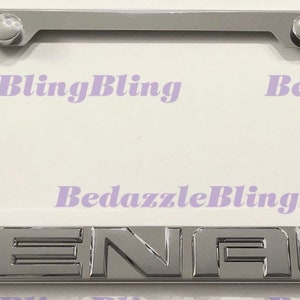 Denali 3D Emblem Badge On Stainless Steel License Plate Frame W/ Bolt Caps