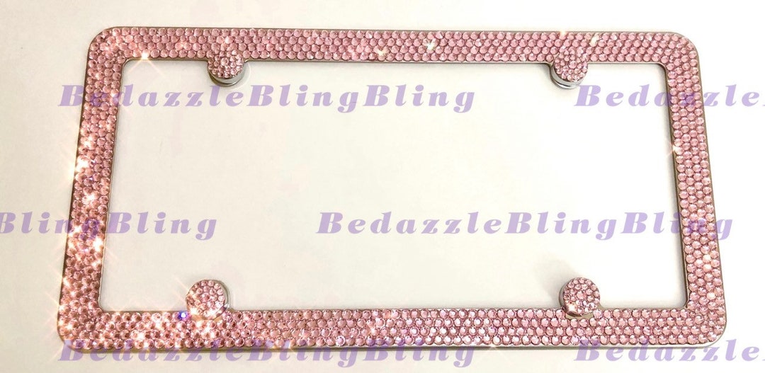 4 Rows Light Baby Pink License Plate Frame Bedazzle Holder Etsy