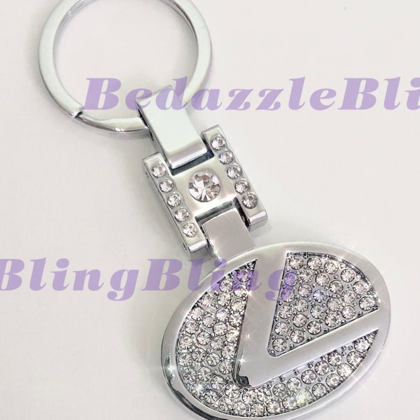 Lexus Style Key Double Sided Keychain Holder Made W/ Swarovski Crystals