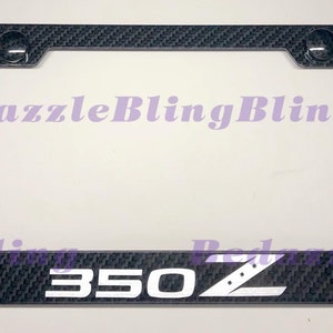 350Z Carbon Fiber Style License Plate Frame W/ Carbon Fiber Style Bolt Caps