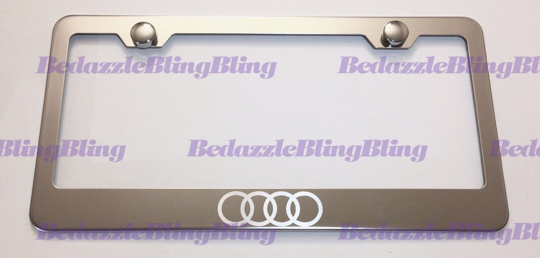 Audi on Stainless Steel License Plate Frame W/ Bolt Caps Etsy