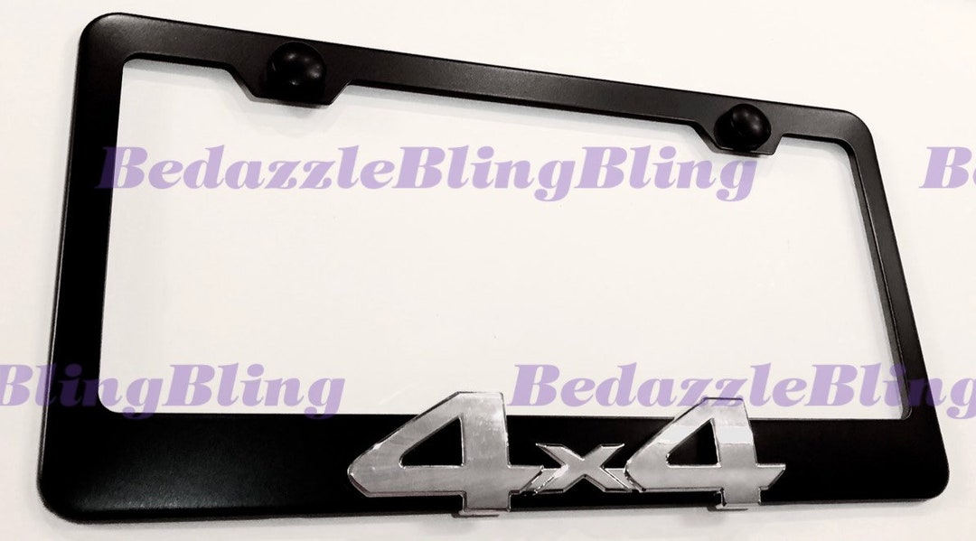 Black Stainless Steel 4x4 3D Emblem License Plate Frame – Rust Free, AWD Style