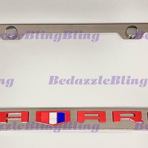 Camaro 3D Emblem Badge On Stainless Steel License Plate Frame W/ Bolt Caps