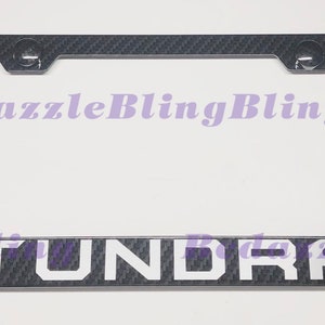 Tundra Carbon Fiber Style License Plate Frame W/ Carbon Fiber Style Bolt Caps