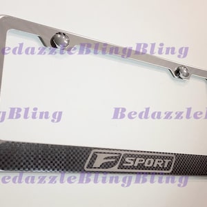 F Sport Lexus Carbon Fiber Style On Stainless Steel License Plate Frame W/ Bolt Caps