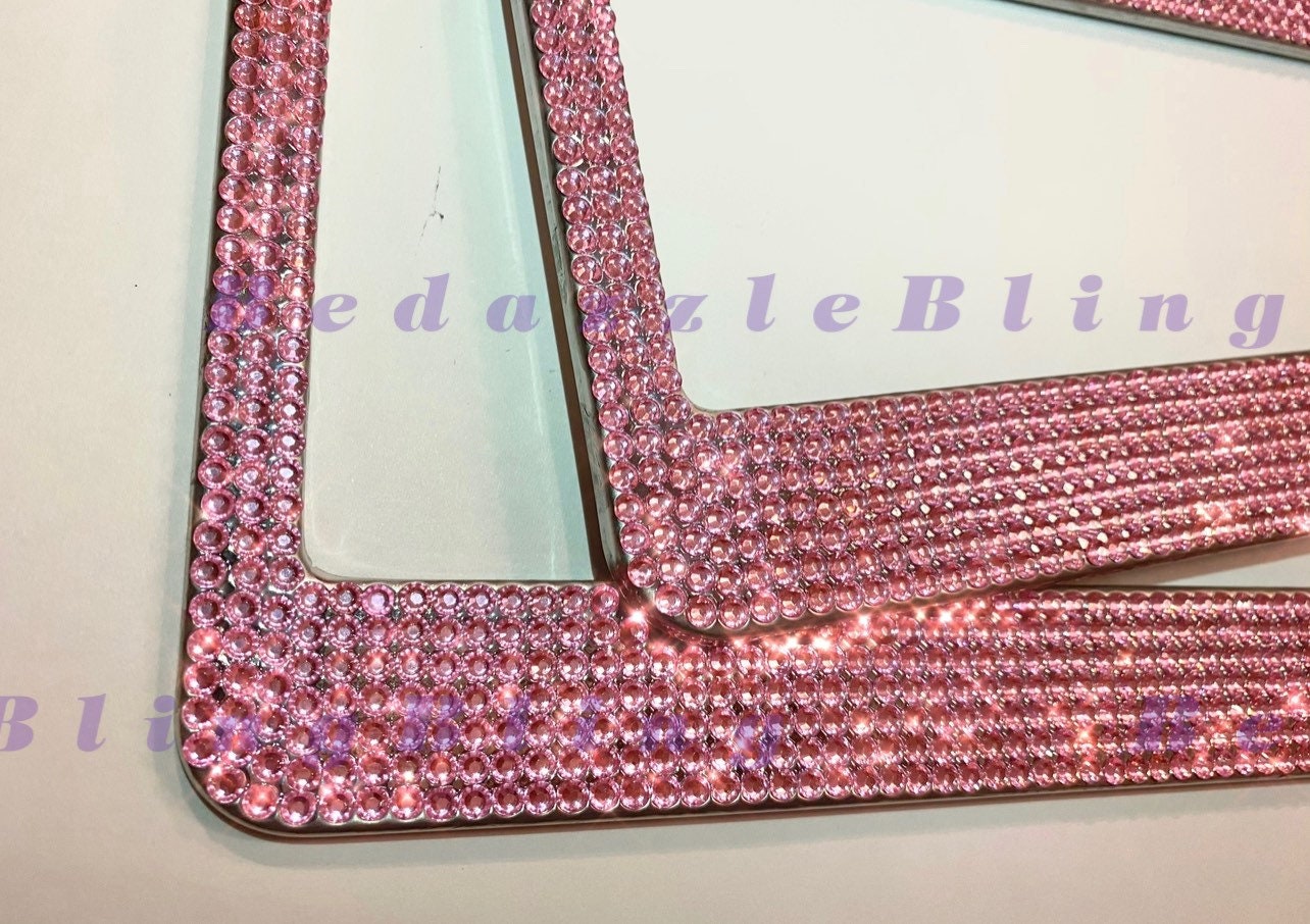 X2 Light Baby Pink License Plate Frame Bedazzle Holder Made W/ Etsy