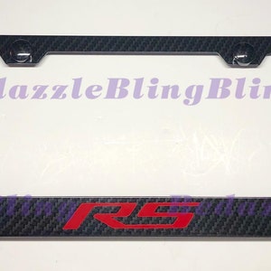 RS Camaro Carbon Fiber Style License Plate Frame W/ Carbon Fiber Style Bolt Caps