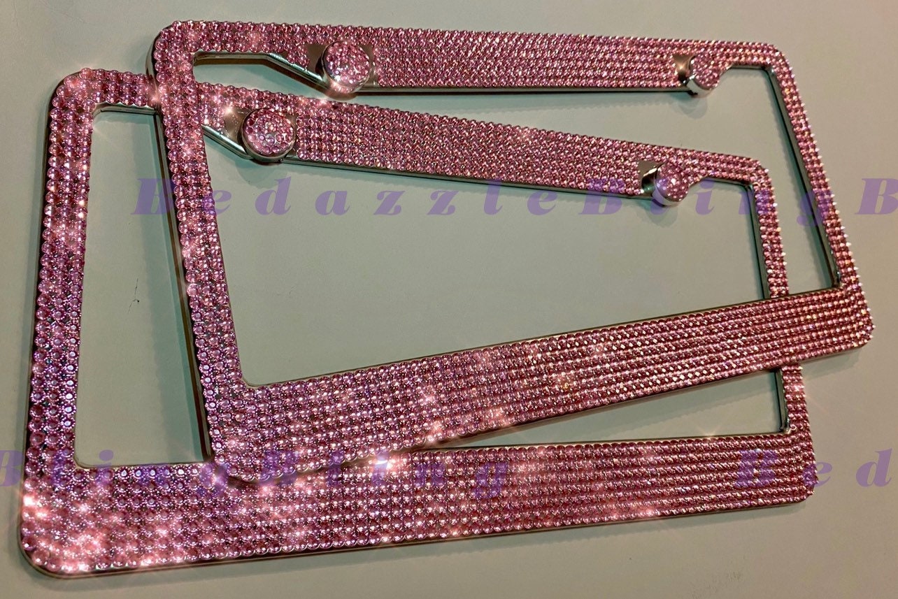 X2 Light Baby Pink License Plate Frame Bedazzle Holder Made W/ Etsy