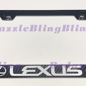 Lexus Carbon Fiber Style License Plate Frame W/ Carbon Fiber Bolt Caps