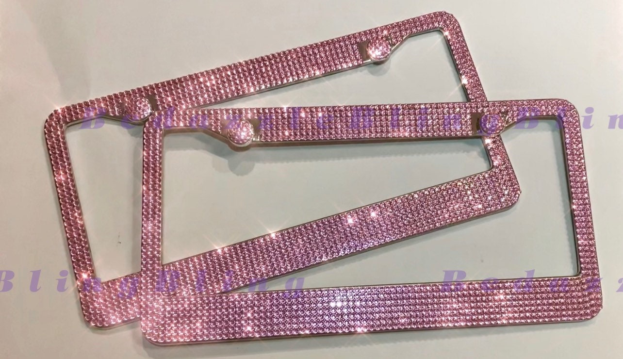 X2 Light Baby Pink License Plate Frame Bedazzle Holder Made W/ Etsy