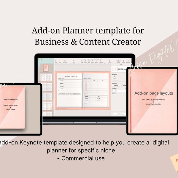 ADD-ON Content Creator Planner VORLAGE | Add-on Business Market Planner Template | Bearbeitbare Keynote-Vorlage | Für digitale Planer-Ersteller