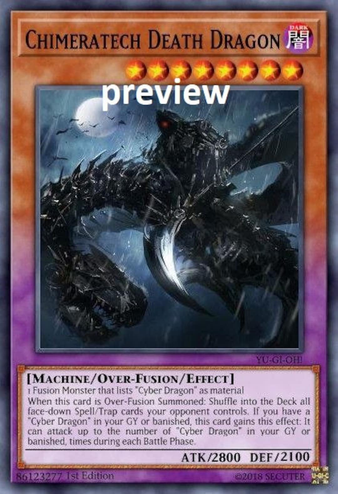 Chimeratech Death Dragon Orica Custom Card Obelisk Tormentor Winged Dragon  of Ra Egyptian Gods God Altered - Etsy