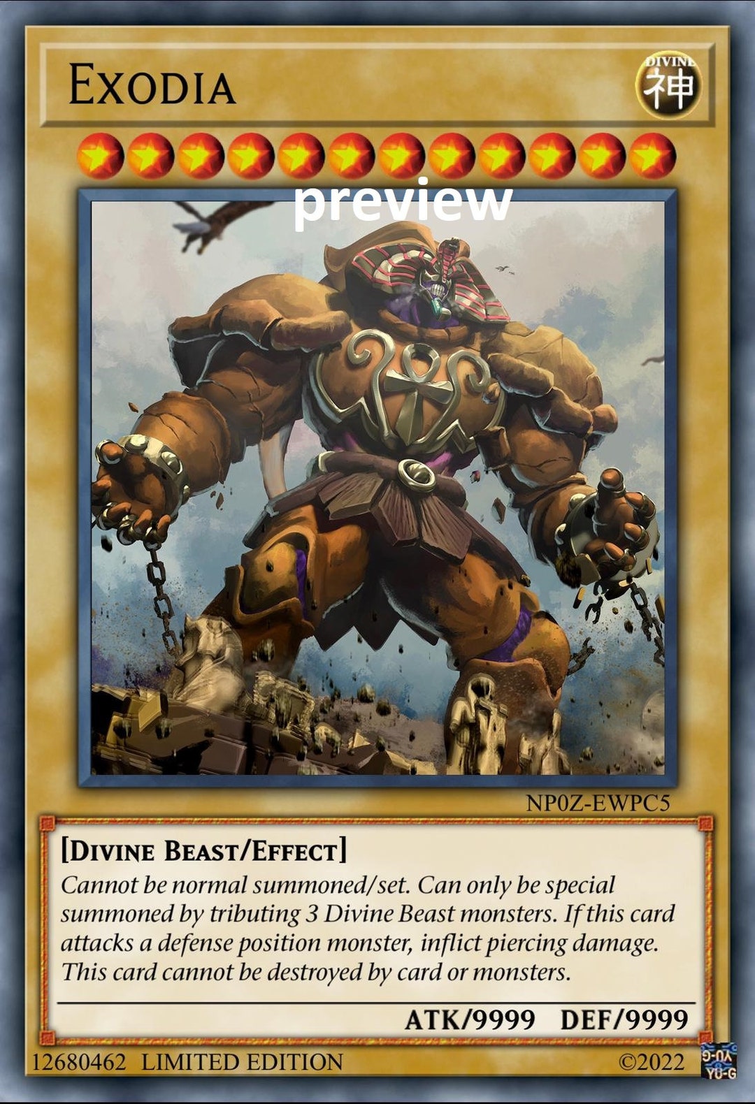 Exodia Orica Custom Card Dragon Obelisk Tormentor Winged Dragon of Ra