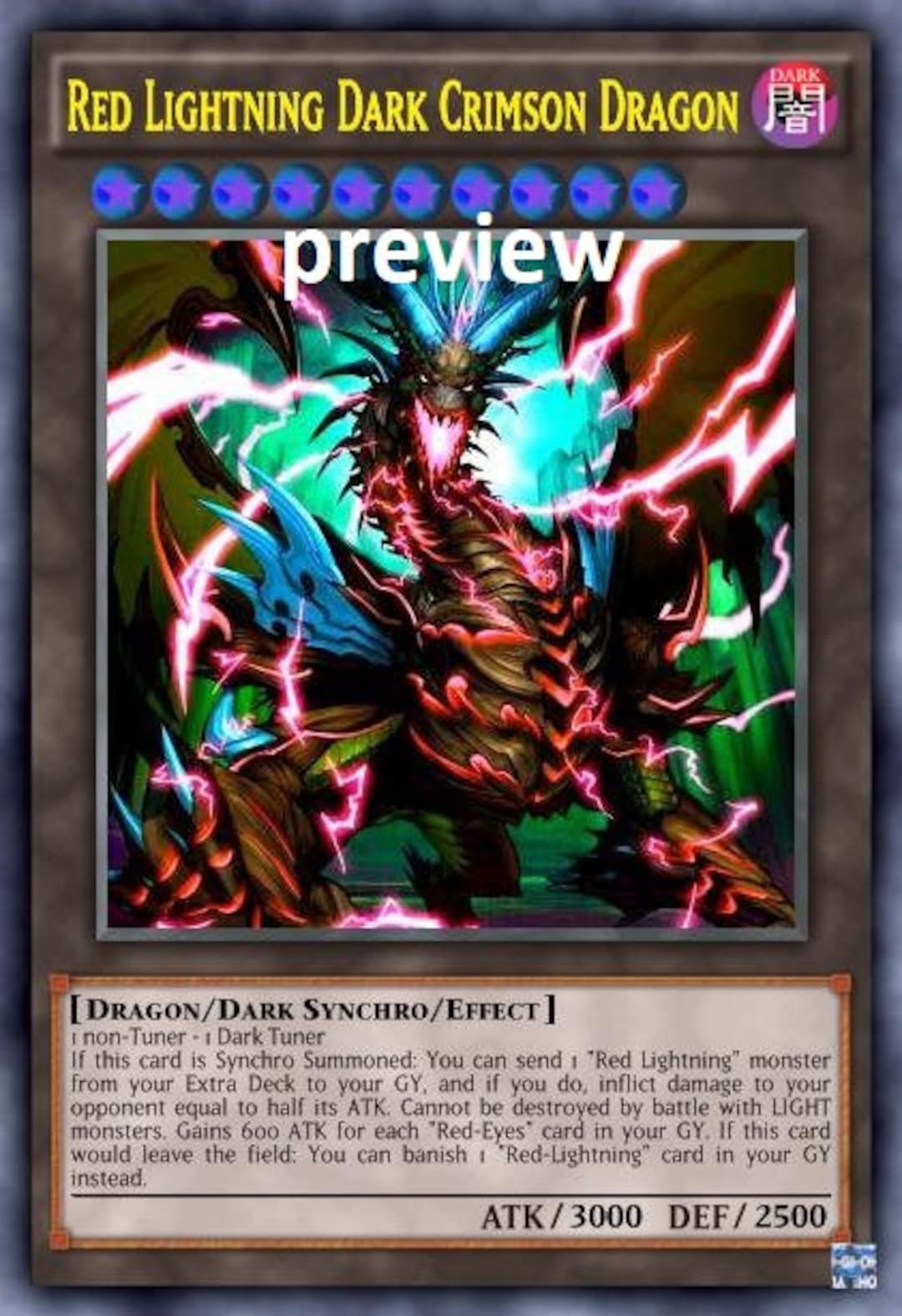 Red Lightning Dark Crimson Dragon Orica Custom Card Obelisk Tormentor  Winged Dragon of Ra Egyptian Gods God Altered - Etsy Canada