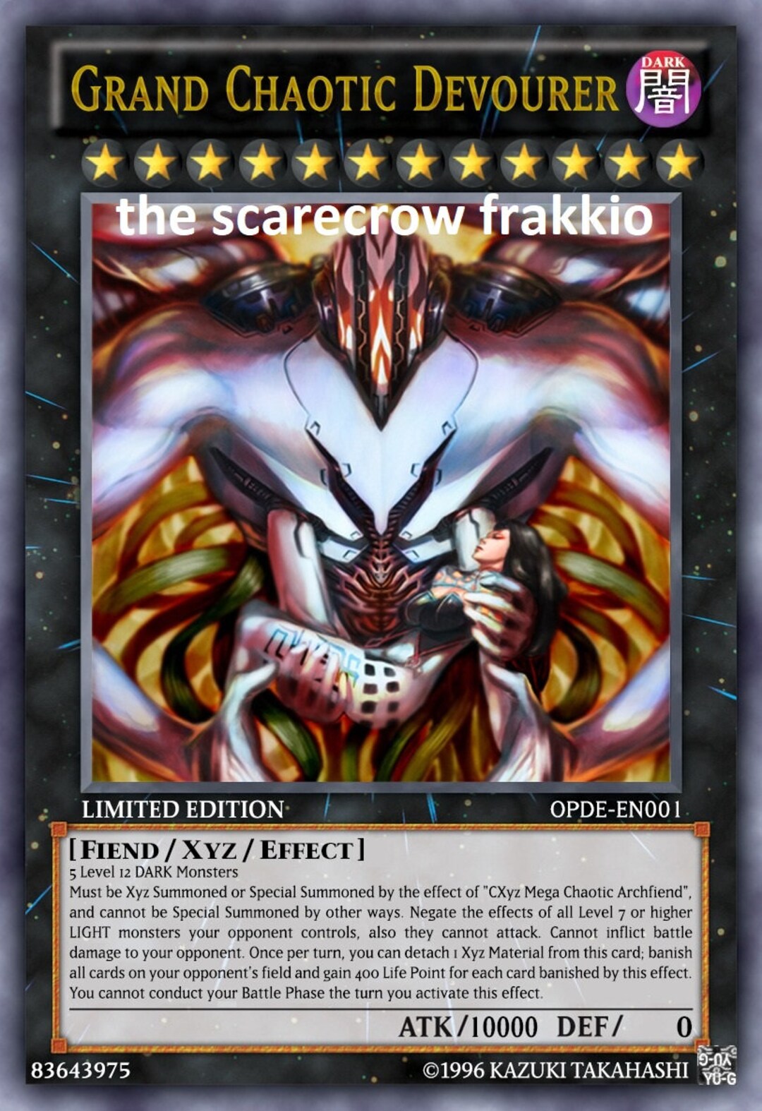 Grand Chaotic Devourer Orica Custom Card Dragon Obelisk Tormentor Winged  Dragon of Ra Egyptian Gods God Demon Altered - Etsy, image size:1080x1574