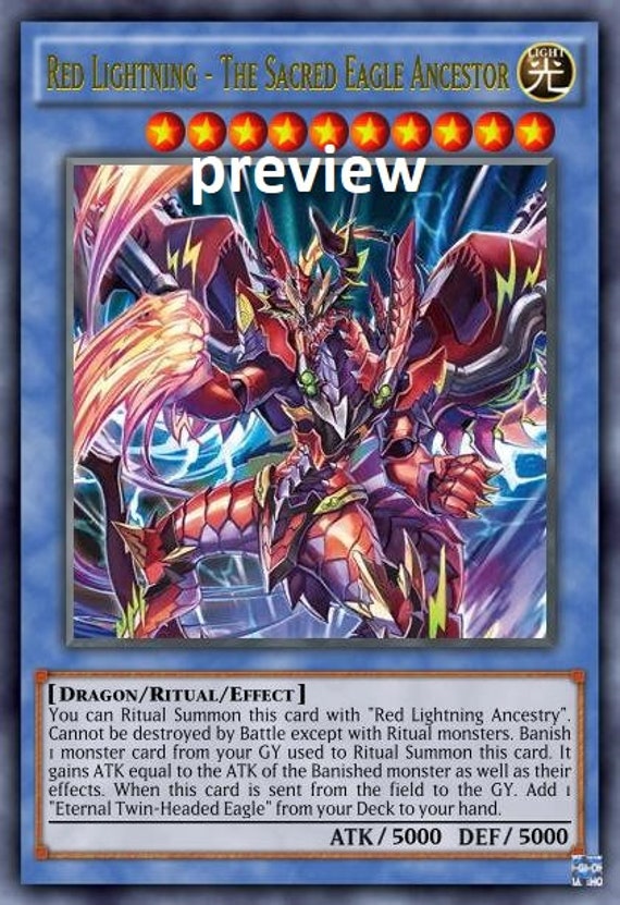 Red Lightning-the Sacred Eagle Ancestor Orica Custom Card Obelisk Tormentor  Winged Dragon of Ra Egyptian Gods God Altered - Etsy