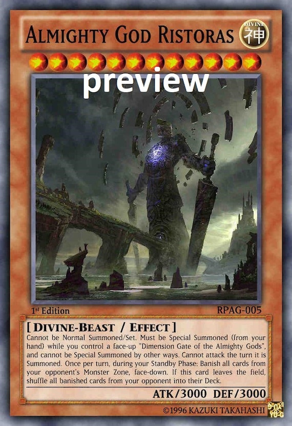 Almighty God Ristoras Orica Custom Card Obelisk Tormentor Winged Dragon of  Ra Egyptian Gods God Altered - Etsy