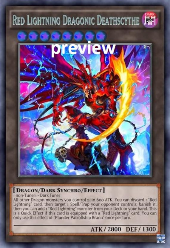 Red Lightning Dragonic Deathscythe Orica Custom Card Obelisk