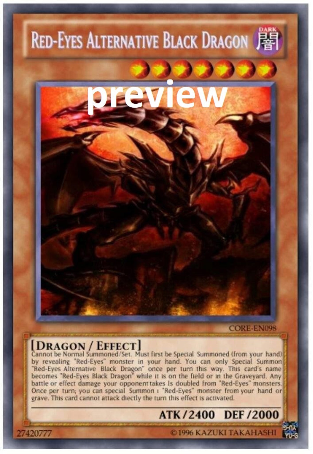 Godzilla Earth Orica Custom Card Obelisk Tormentor Winged 