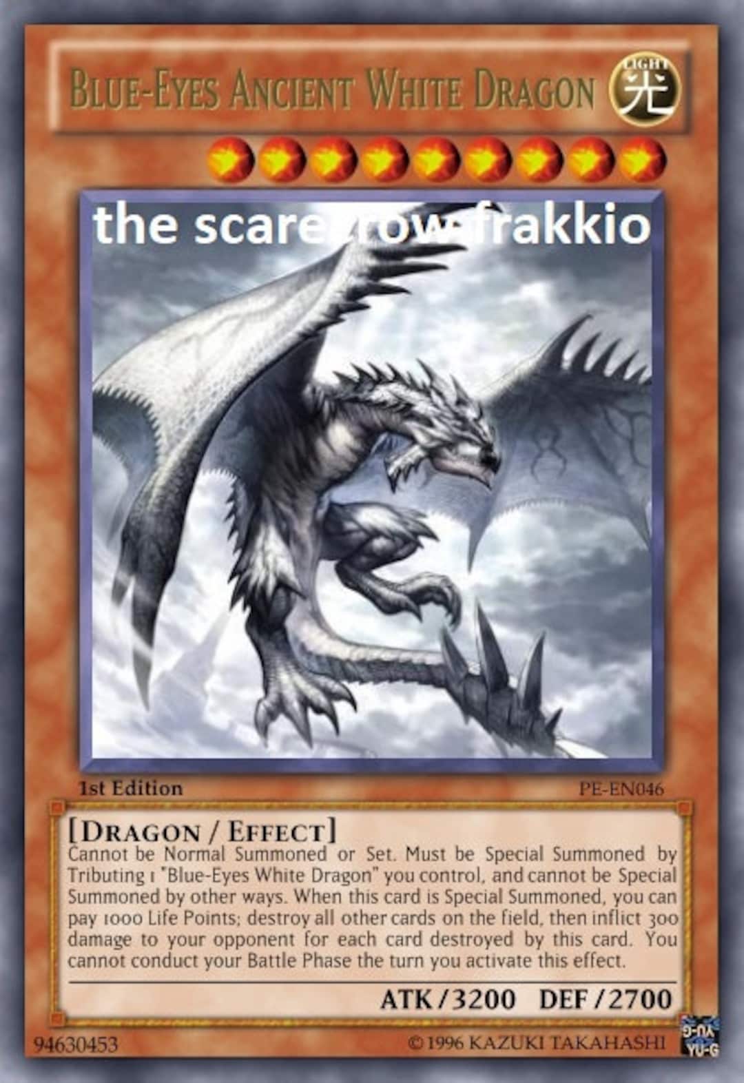 Blue-eyes Ancient White Dragon Orica Custom Card Dragon Obelisk Tormentor  Winged Dragon of Ra Egyptian Gods God Altered - Etsy