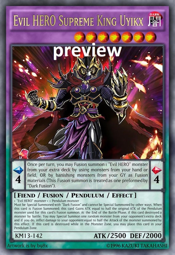 Evil HERO Supreme King Uyikx orica custom card obelisk tormentor winged  dragon of ra egyptian gods god altered