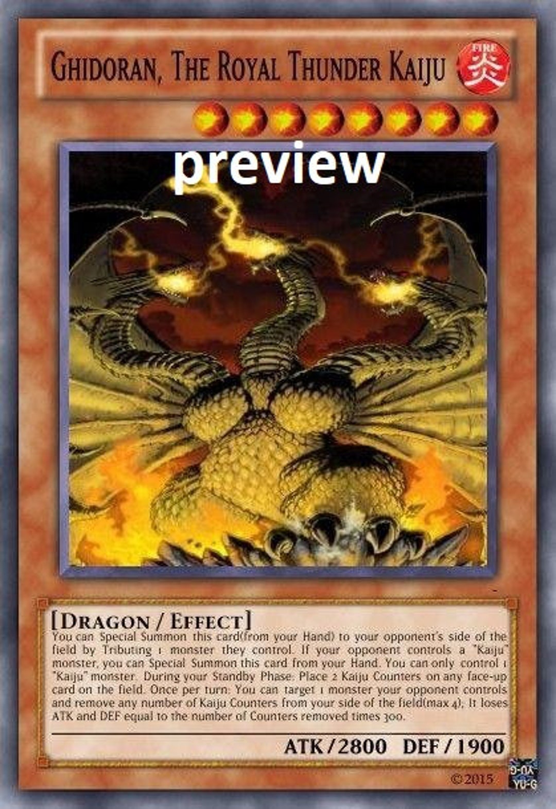 Ghidoran, the Royal Thunder Kaiju Orica Custom Card Obelisk Tormentor ...