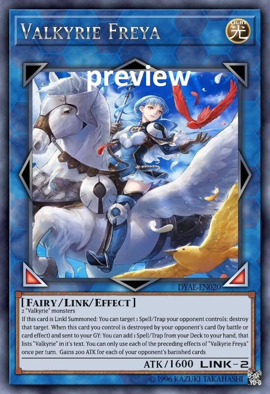yugioh new valkyrie cards Yu-Gi-Oh! - Ride of The Valkyries - SHVA-EN006 - Secret Rare - 1st Edition You can only activate 1 Valkyries Embrace per turn. Valkyrie Freya Orica Custom Card