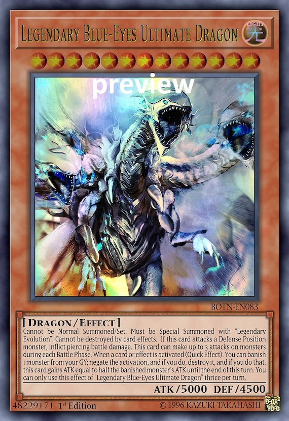 Legendary Blueeyes Ultimate Dragon Orica Custom Card Obelisk Etsy