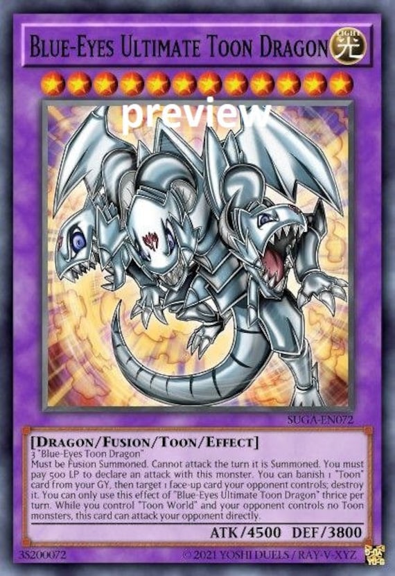 Blueeyes Ultimate Toon Dragon Orica Custom Card Obelisk Etsy