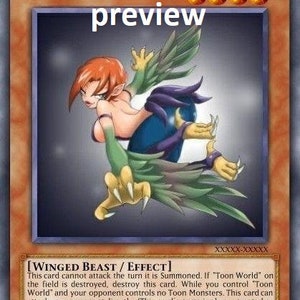 Toon Harpie Lady 2 orica custom card  obelisk tormentor winged dragon of ra egyptian gods god altered