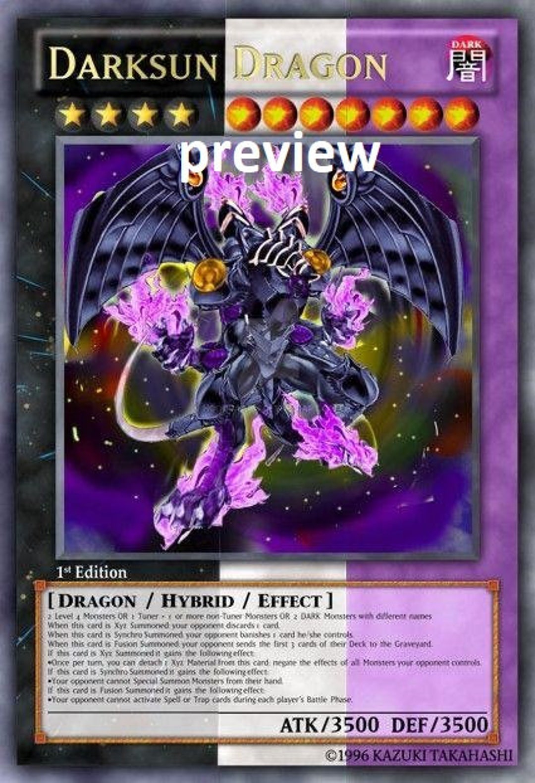 Darksun Dragon Orica Custom Card Obelisk Tormentor Winged
