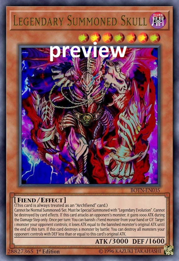 Legendary Summoned Skull orica custom card obelisk tormentor winged dragon  of ra egyptian gods god altered