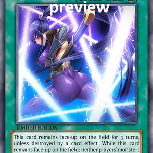 May include: A blue and purple anime-style illustration of a woman with long purple hair holding two swords. The background is blue with white lightning bolts. The text "ZERO ENERGY GRID" is at the top of the card. The text "[SPELL CARD]" is below the title. The text "LIMITED EDITION" is at the bottom of the card.